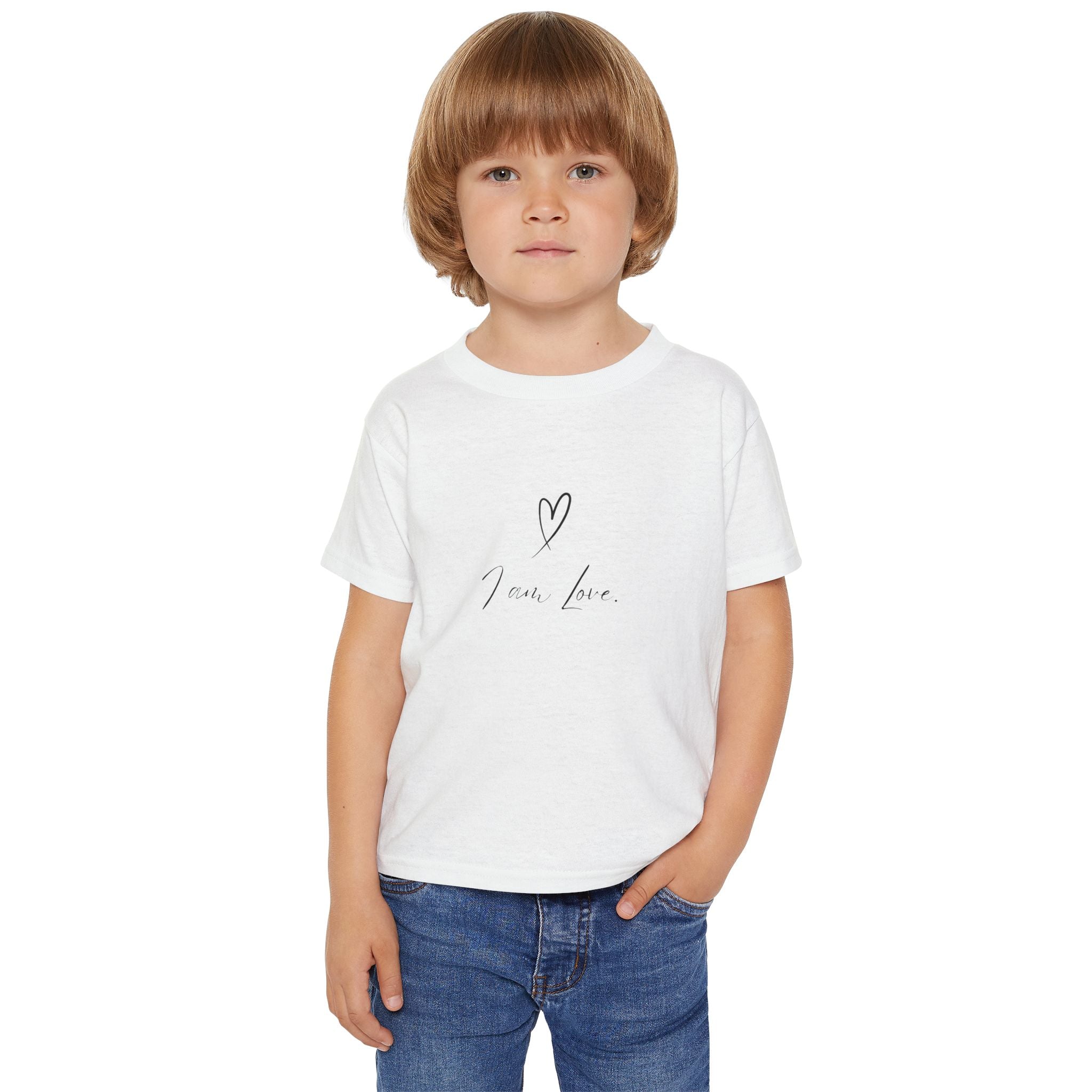 Toddler T‑Shirt – Handwritten Heart "I am Love." Cute Minimal Infant Tee